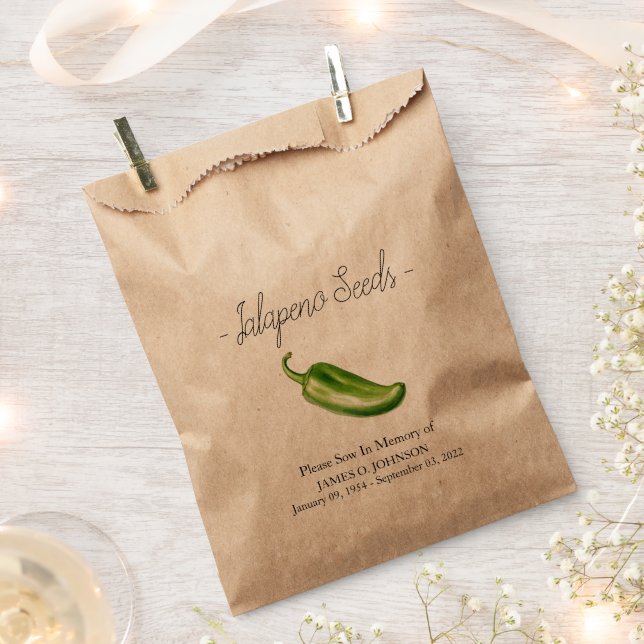 Memorial Jalapeno Seed Funeral Favour Bags (Clipped)
