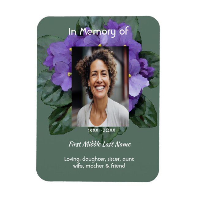 Memorial Keepsake African Violet Magnet (Vertical)