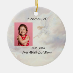 Memorial Keepsake Angel Reaching Ceramic Tree Decoration