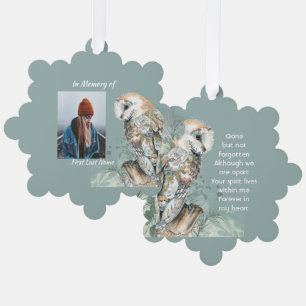 Memorial Keepsake Barn Owl Bird Tree Decoration Card