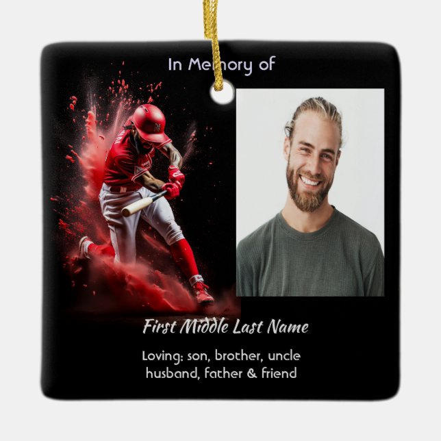  Memorial Keepsake Baseball Softball  Ceramic Ornament (Front)