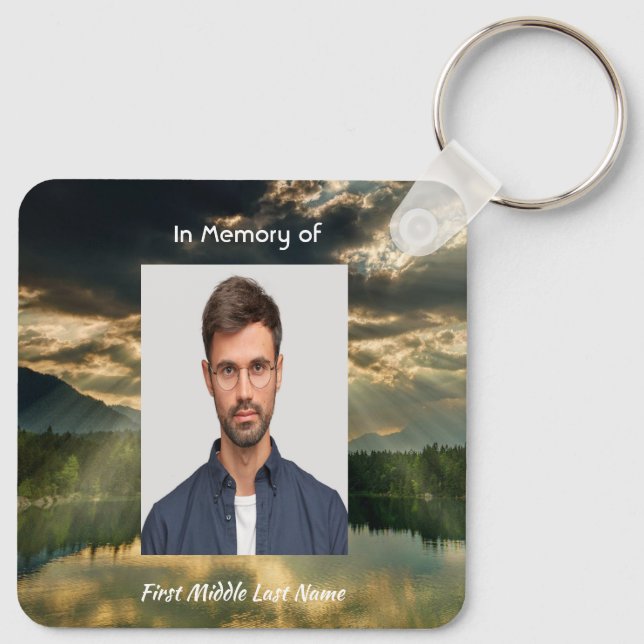 Memorial Keepsake Beautiful Lake Beach Key Ring (Back)