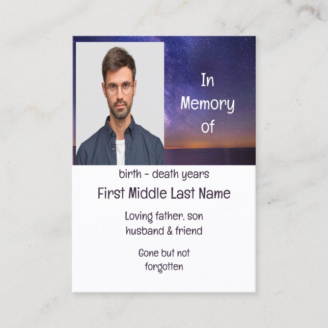 Memorial Keepsake Beautiful Starry Night Business Card (Front)