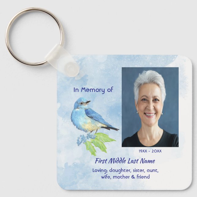  Memorial Keepsake Bluebird Garden Bird  Key Ring (Front)