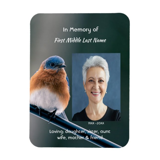 Memorial  Keepsake Bluebird Garden Bird  Magnet (Vertical)