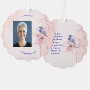 Memorial Keepsake Bluebird Garden Tree Decoration Card