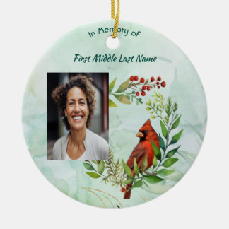 Memorial Keepsake Cardinal Bird Ceramic Tree Decoration