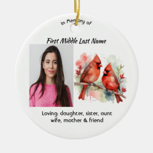 Memorial Keepsake Cardinal Bird Ceramic Tree Decoration