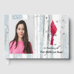 Memorial Keepsake Cardinal Bird Guest Book
