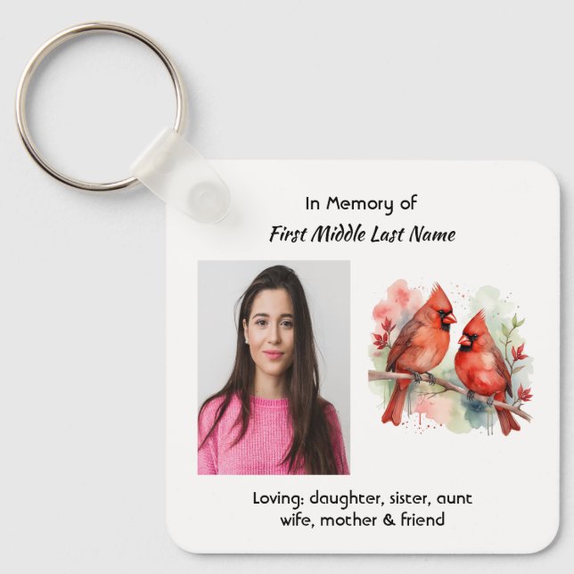  Memorial Keepsake Cardinal Bird Key Ring (Front)