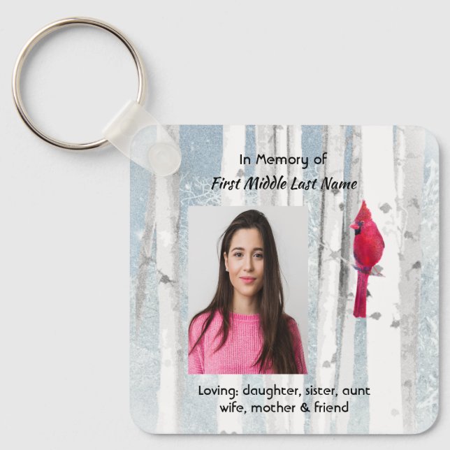  Memorial Keepsake Cardinal Bird Key Ring (Front)