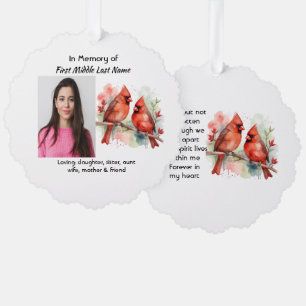 Memorial Keepsake Cardinal Bird Tree Decoration Card