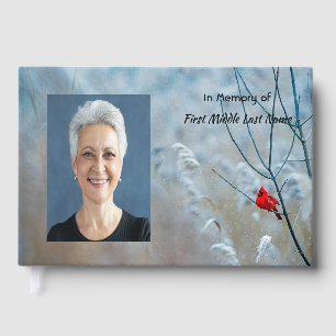 Memorial Keepsake Cardinal Red Bird Guest Book