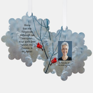 Memorial  Keepsake Cardinal Red Bird  Tree Decoration Card