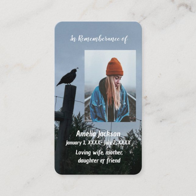 Memorial Keepsake Christian California Quail Bird Business Card (Front)