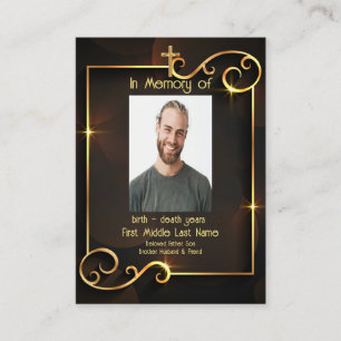 Memorial Keepsake Classic Modern Black Gold  Business Card