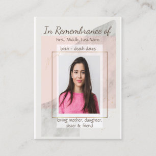 Memorial Keepsake Classic Modern Feminine Business Card