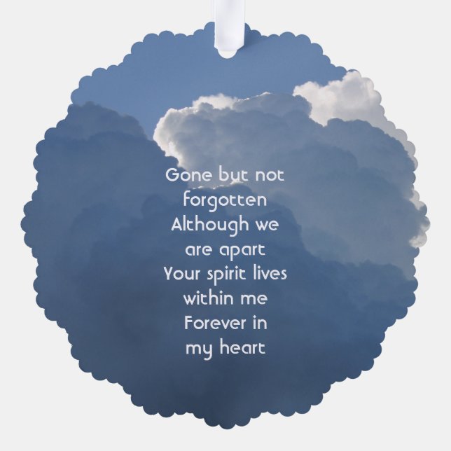 Memorial Keepsake Clouds Sky Heavenly Tree Decoration Card (Back)
