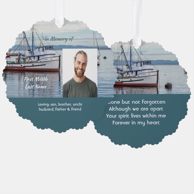Memorial Keepsake Commercial Fisherman Tree Decoration Card (Front/Back)
