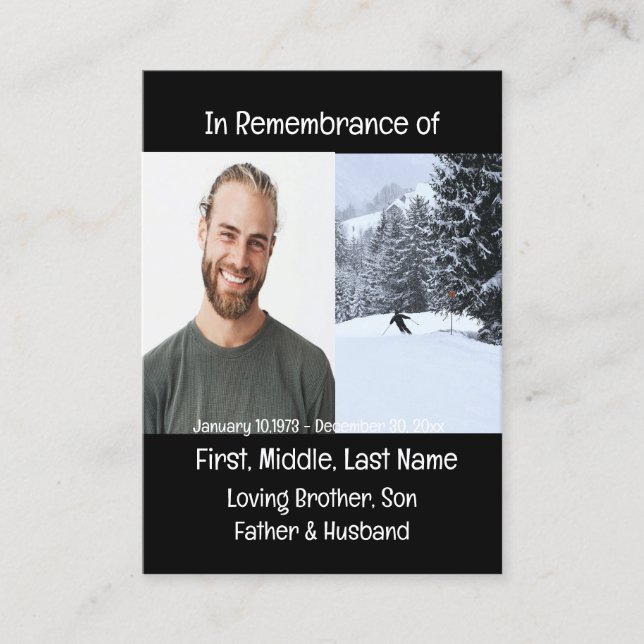 Memorial Keepsake Cross Country Skiing Business Card (Front)