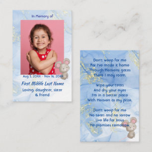Memorial Keepsake Cute Little Mouse Children   Business Card