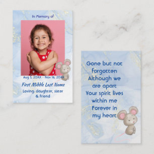 Memorial Keepsake Cute Little Mouse Children   Business Card