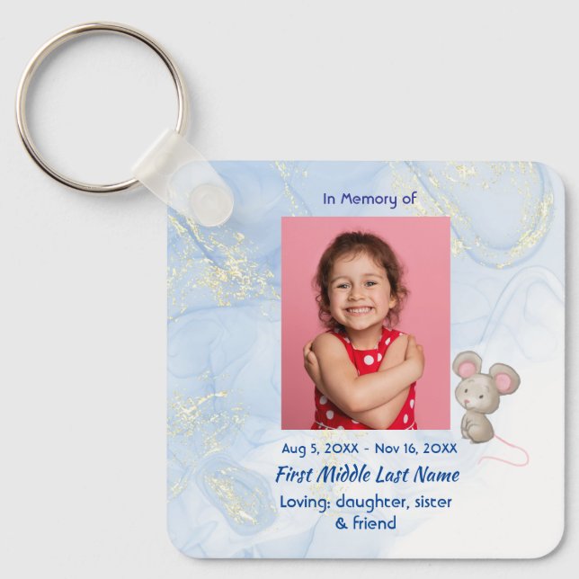 Memorial Keepsake Cute Little Mouse Children   Key Ring (Front)