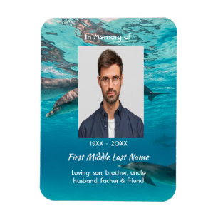 Memorial  Keepsake Dolphins Underwater Ocean Magnet