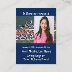 Memorial Keepsake Dragon Boat Rowing Business Card