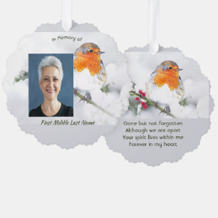 Memorial Keepsake English Robin Bird Tree Decoration Card