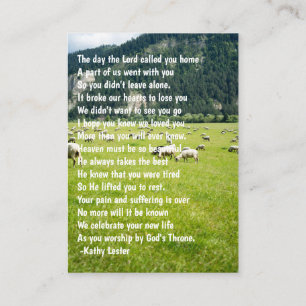Memorial Keepsake Farm Sheep Business Card
