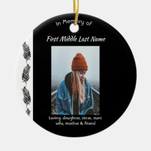 Memorial Keepsake Feather Tribal Boho  Ceramic Tree Decoration