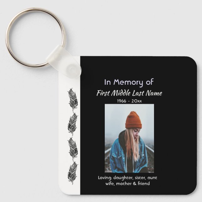 Memorial Keepsake Feather Tribal Boho  Key Ring (Front)