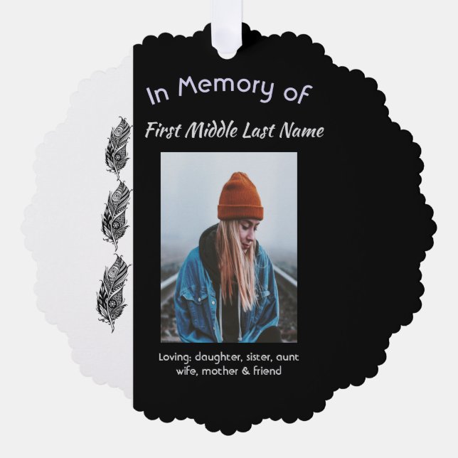  Memorial Keepsake Feather Tribal Boho  Tree Decoration Card (Front)