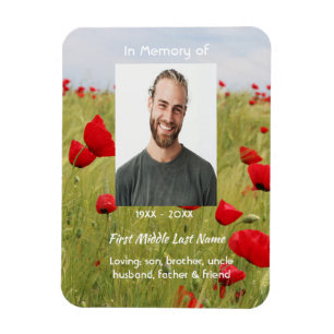 Memorial Keepsake  Field Red Poppy Magnet