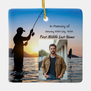 Memorial Keepsake Fisherman Fishing Fish Ceramic Ornament
