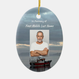 Memorial Keepsake  Fishing Boat Fisherman Ceramic Tree Decoration