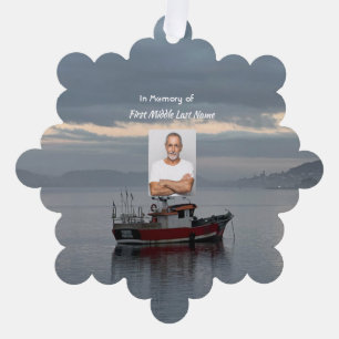 Memorial Keepsake  Fishing Boat Fisherman Tree Decoration Card