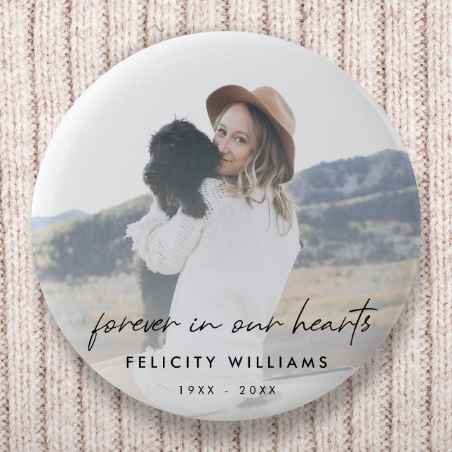 Memorial Keepsake | Forever in our Hearts Photo 6 Cm Round Badge (Creator Uploaded)