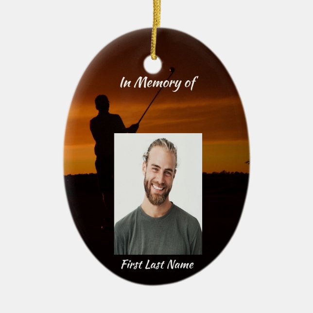 Memorial Keepsake Golfer Golfing Golf Ceramic Tree Decoration (Front)