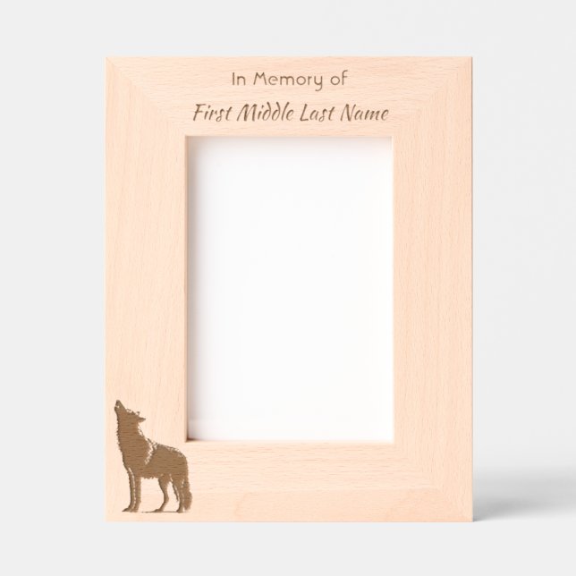 Memorial Keepsake Howling Wolf Art Etched Frames (Front)