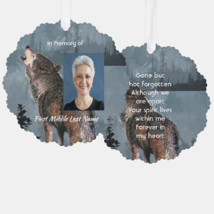 Memorial Keepsake Howling Wolf Art Tree Decoration Card