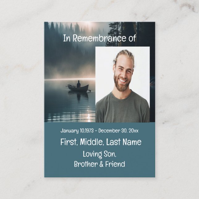 Memorial Keepsake Lake Boat Canoe Wilderness Business Card (Front)