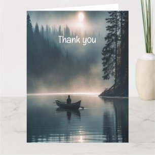 Memorial Keepsake Lake Fishing Rowing Boat Thank You Card