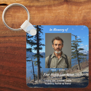 Memorial Keepsake Lake Forest Trees Key Ring