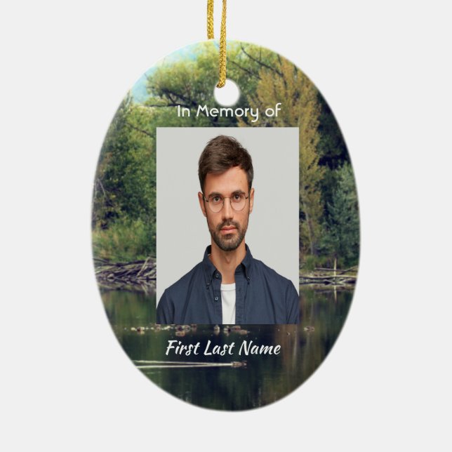  Memorial Keepsake Lake Pond Park Ducks  Ceramic Tree Decoration (Back)