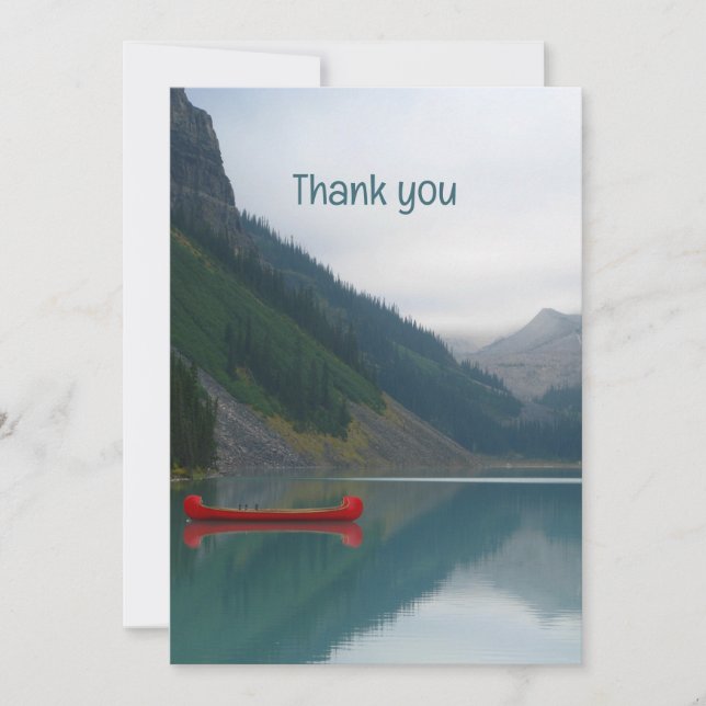 Memorial Keepsake Lake Red Canoe Wilderness Thank You Card (Front)