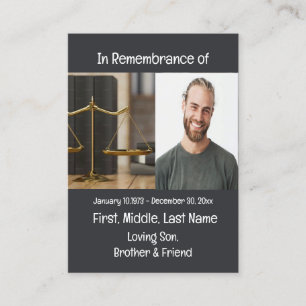Memorial Keepsake Lawyer Law Legal Business Card