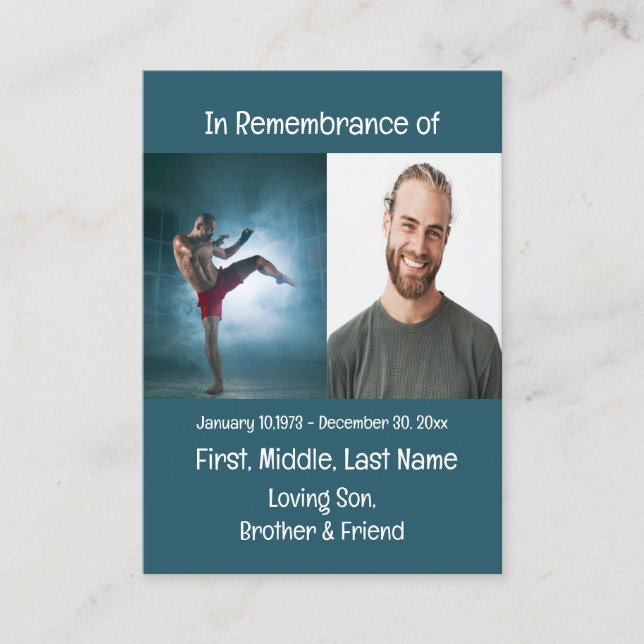 Memorial Keepsake Martial Arts  Business Card (Front)