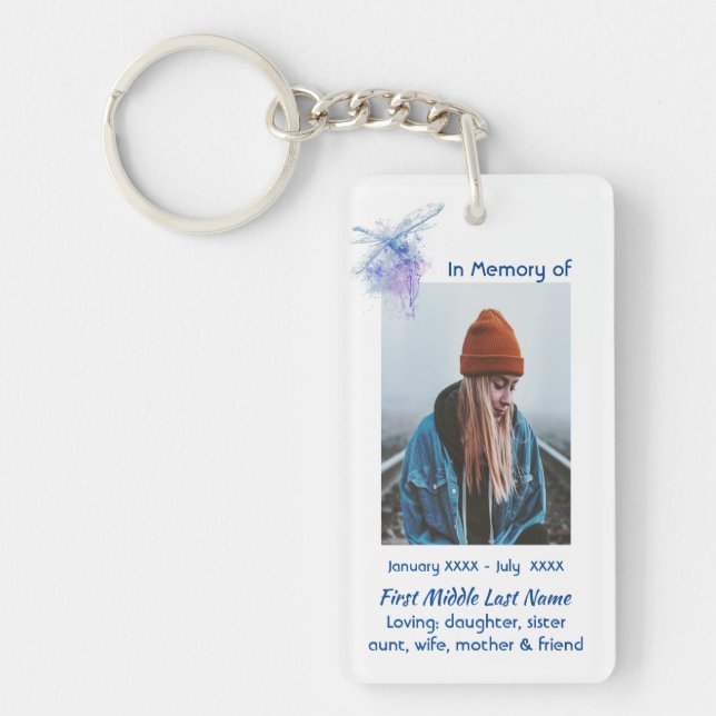 Memorial Keepsake Memorial Dragonfly Key Ring (Front)